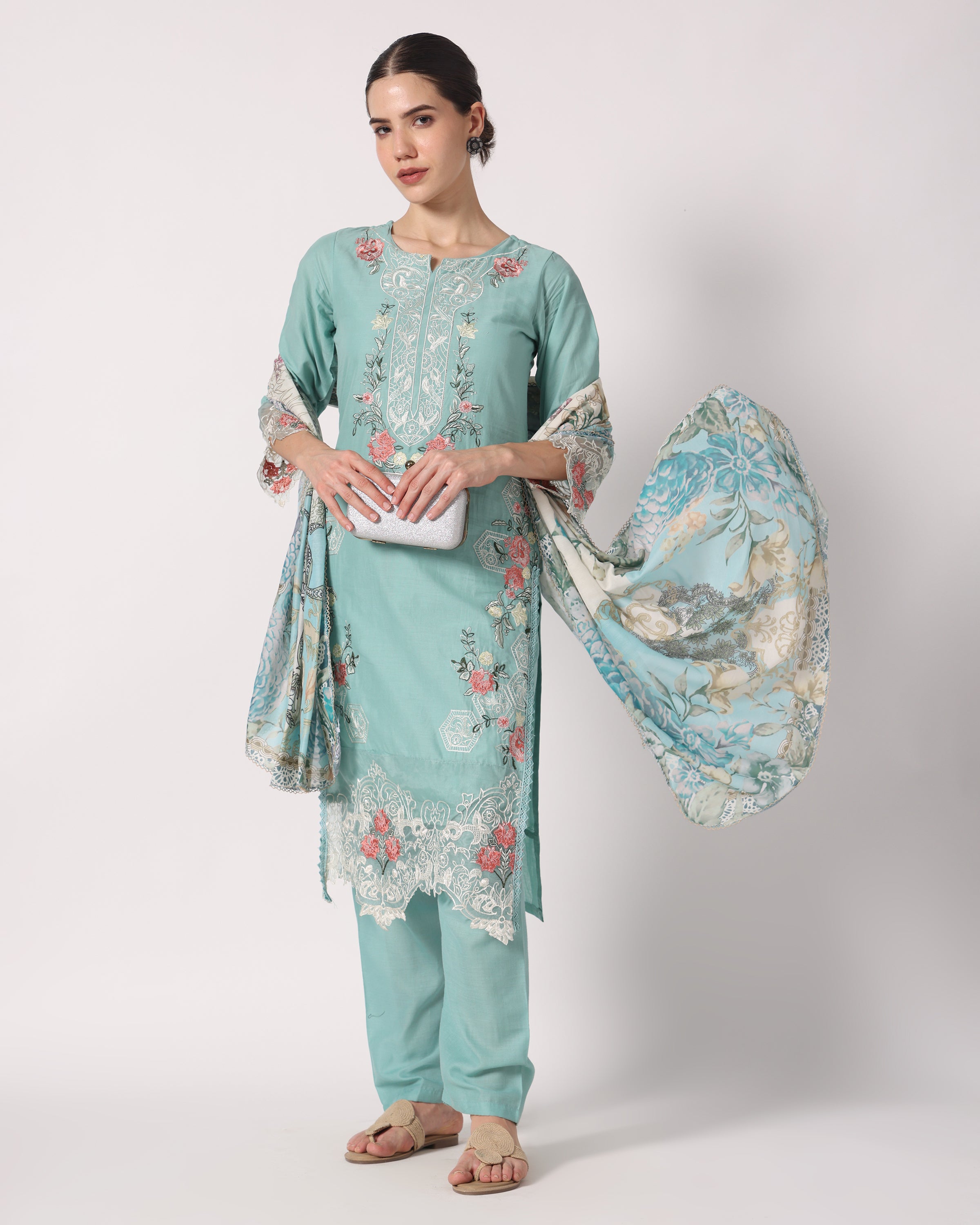 Noor - Aqua Dream Cotton Suit