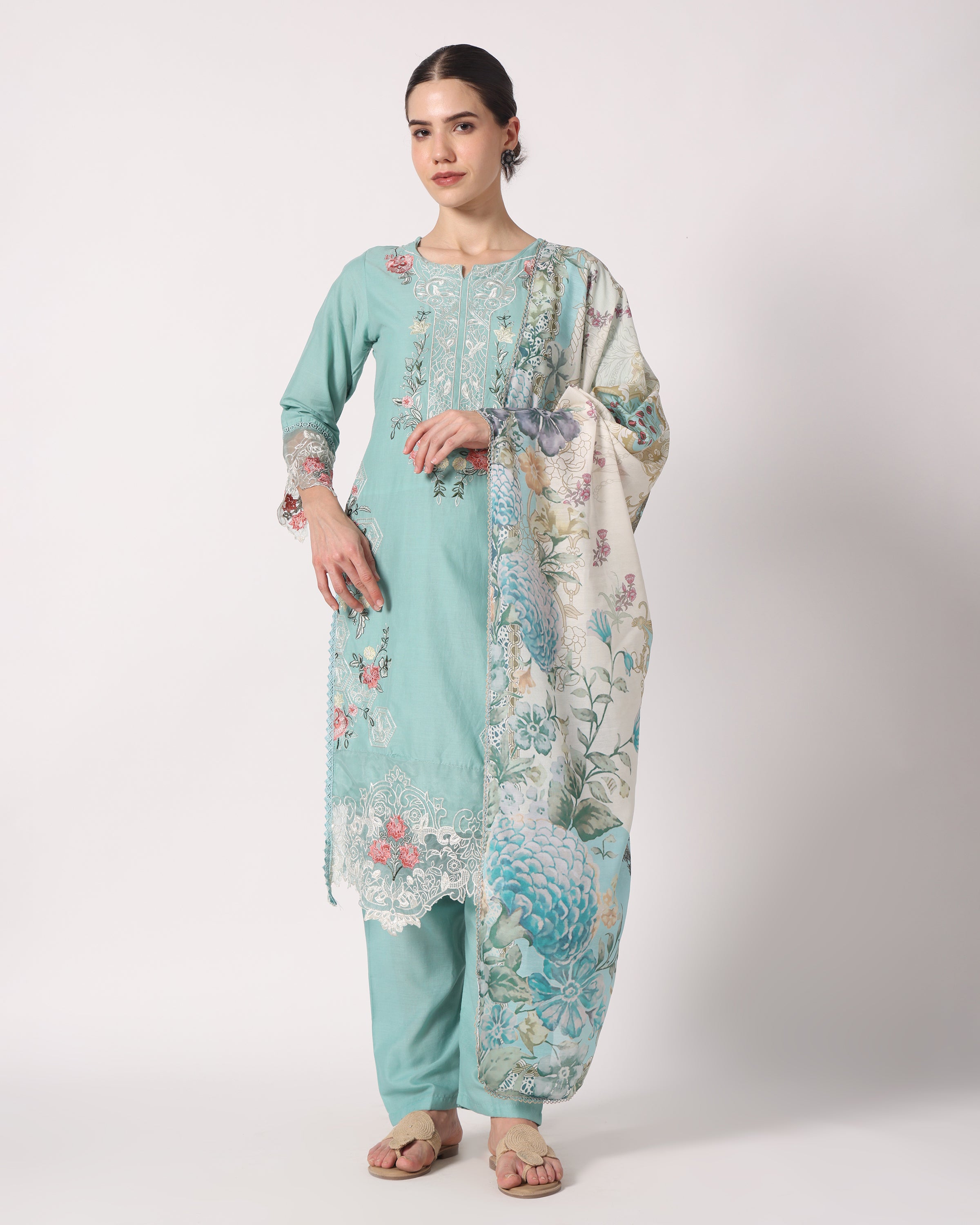 Noor - Aqua Dream Cotton Suit