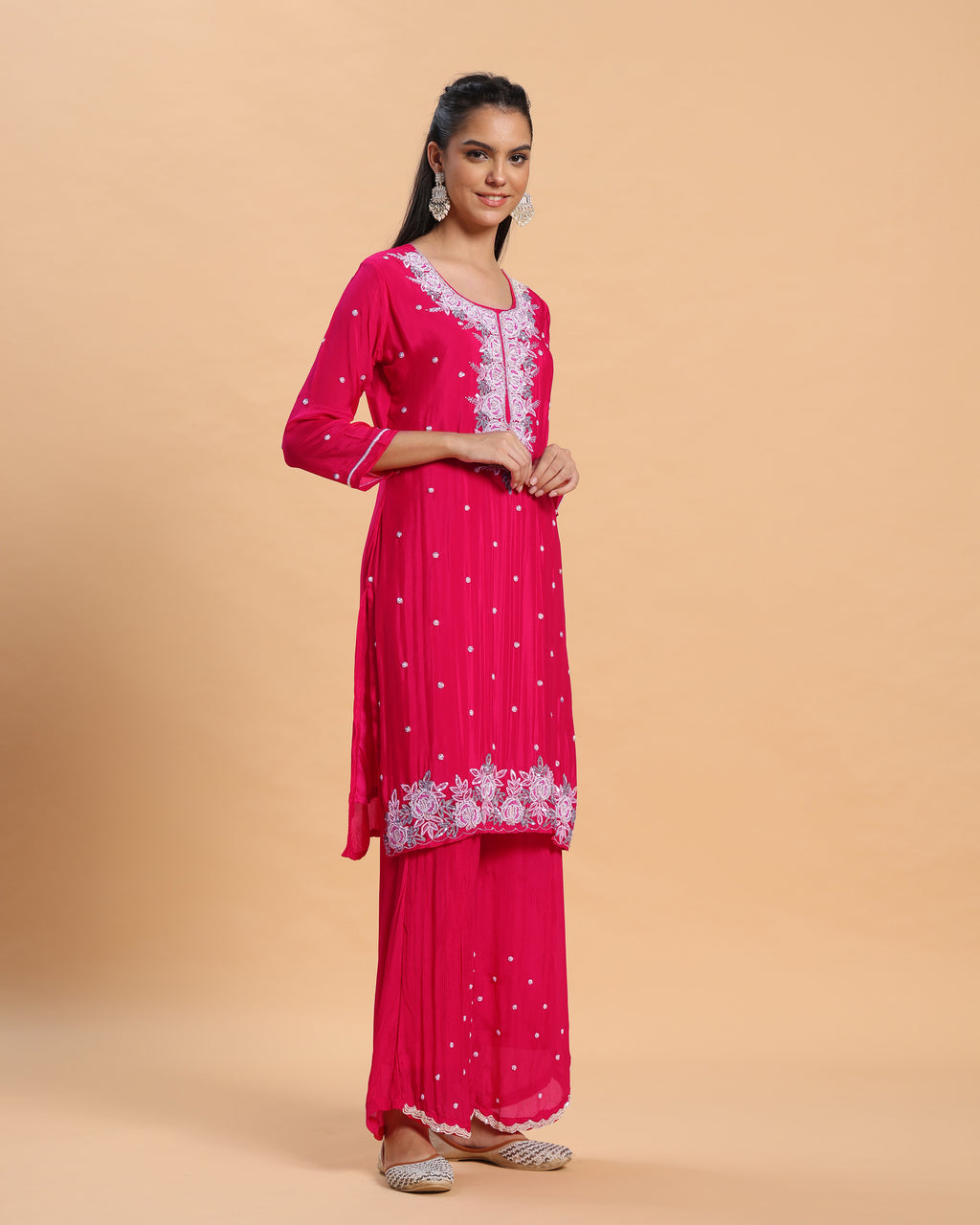 Niyara - Rani Pink Chinon Handwork