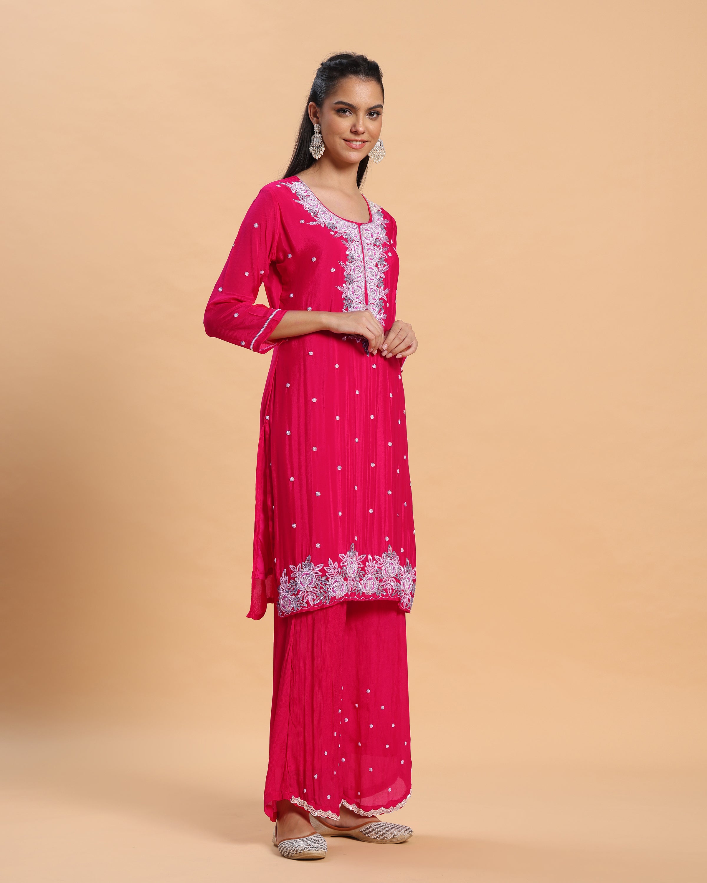 Niyara - Rani Pink Chinon Handwork