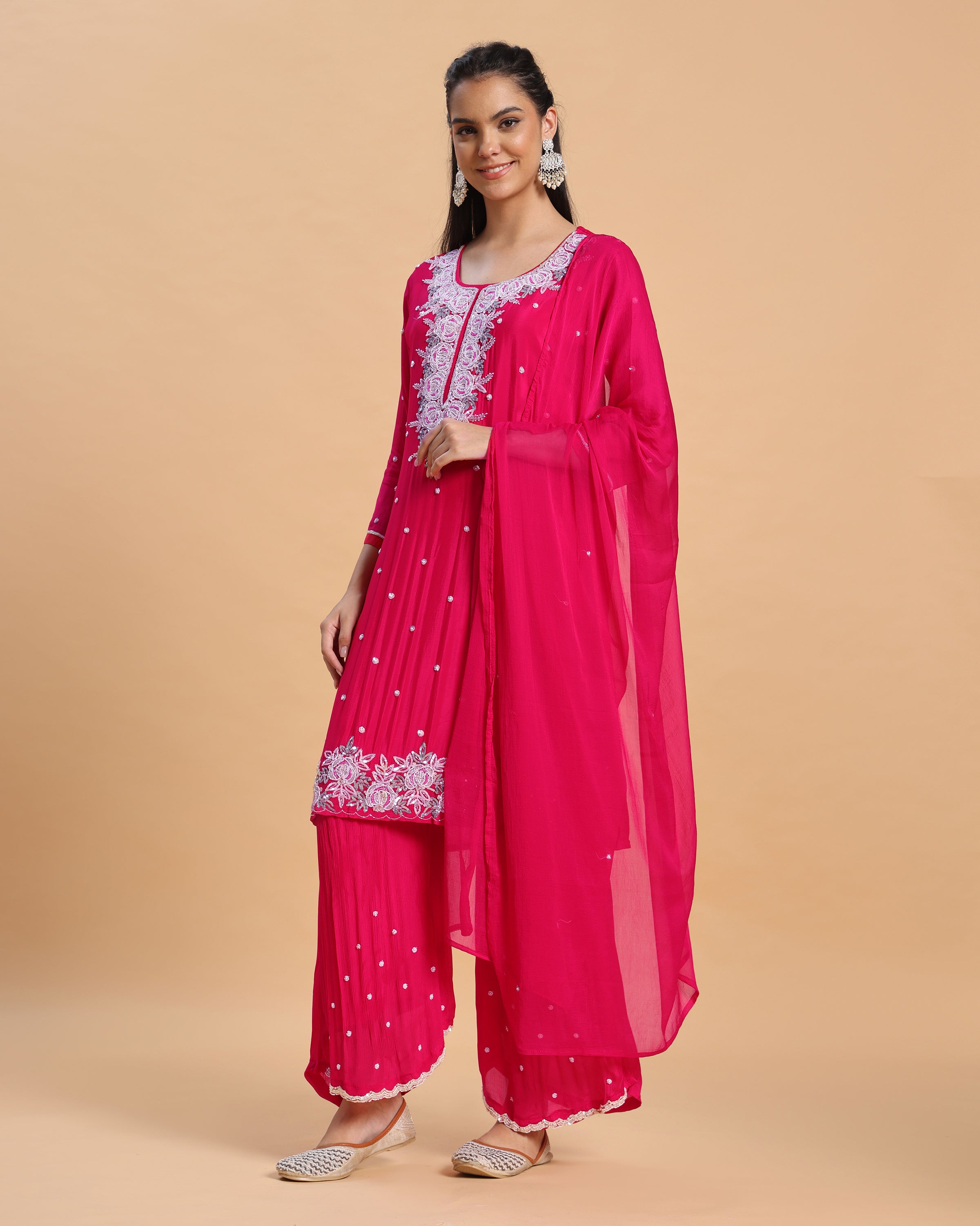 Niyara - Rani Pink Chinon Handwork