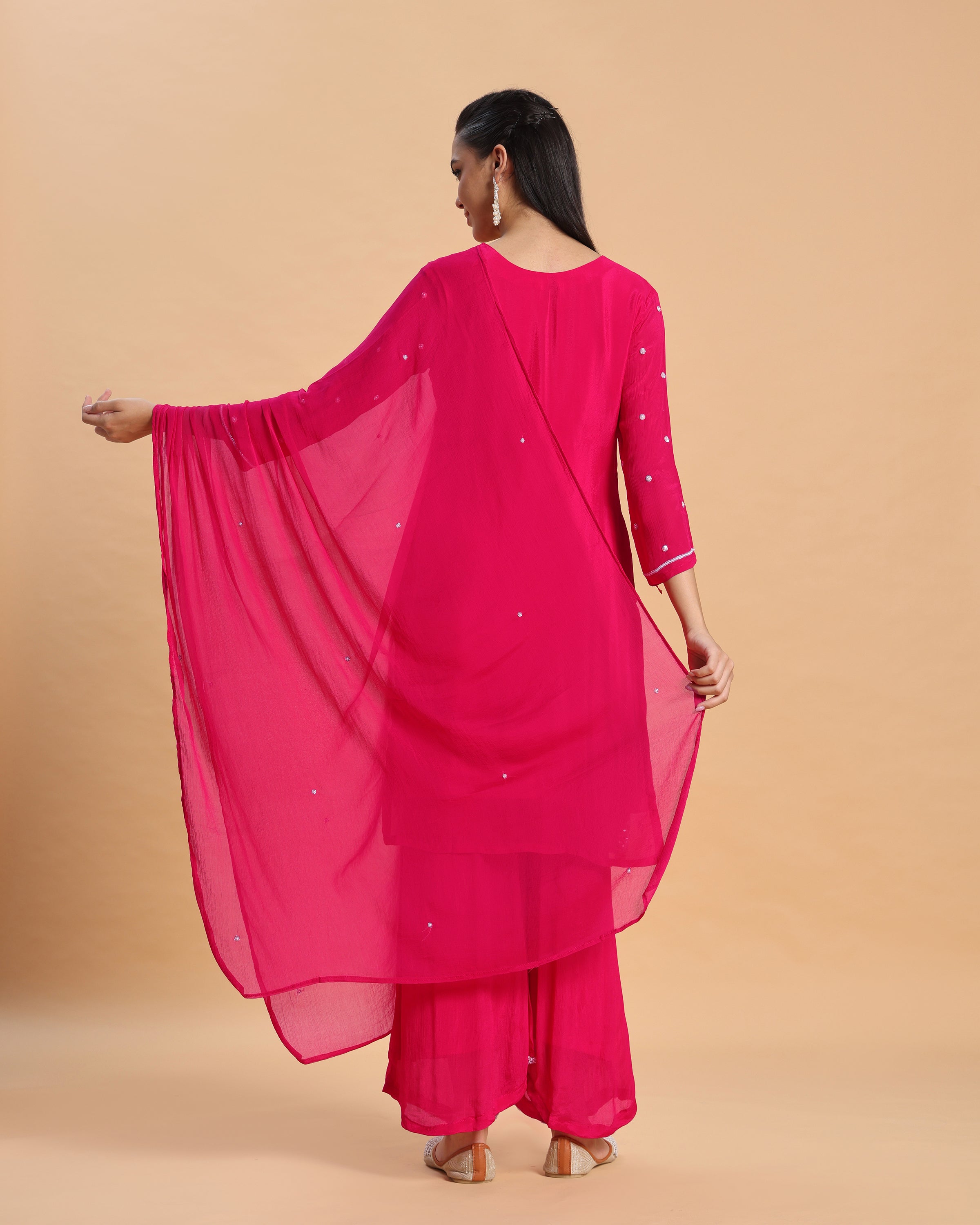 Niyara - Rani Pink Chinon Handwork