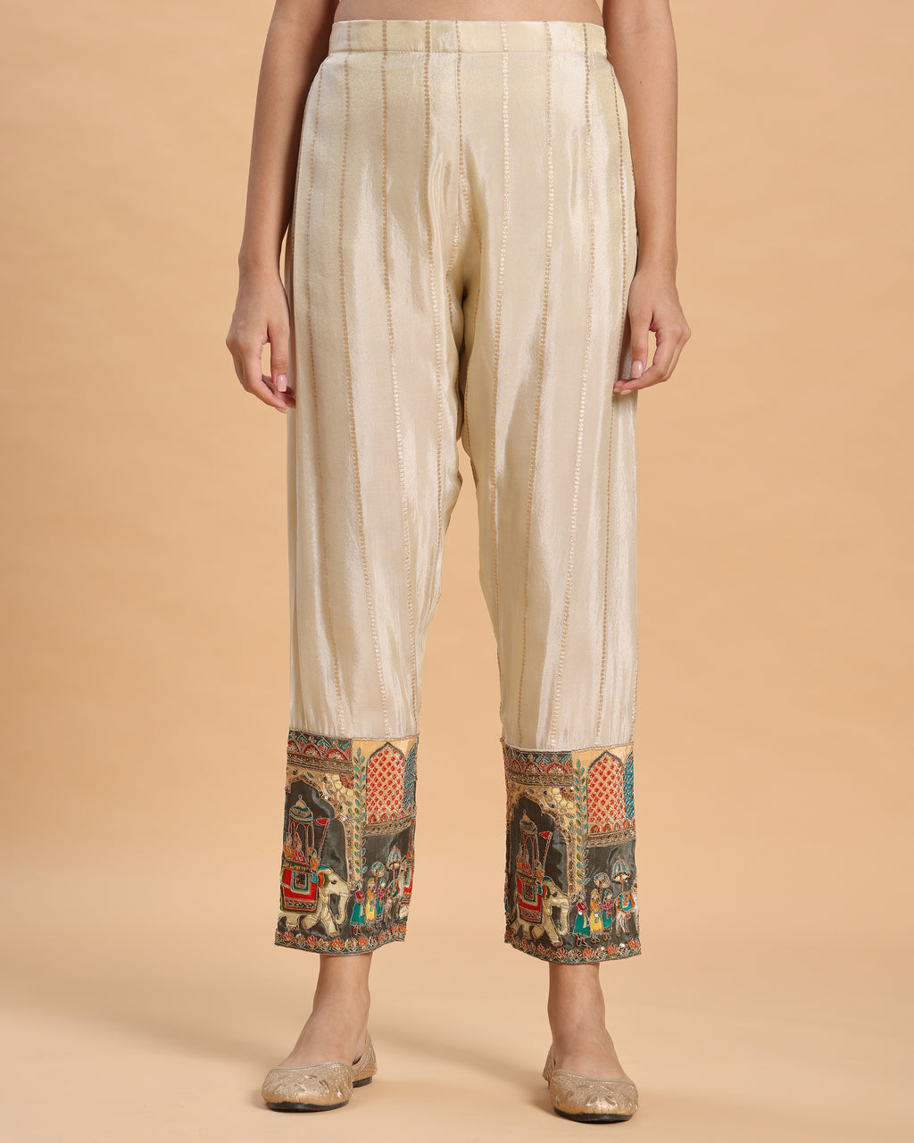 Anaya - White–Orange Jacquard