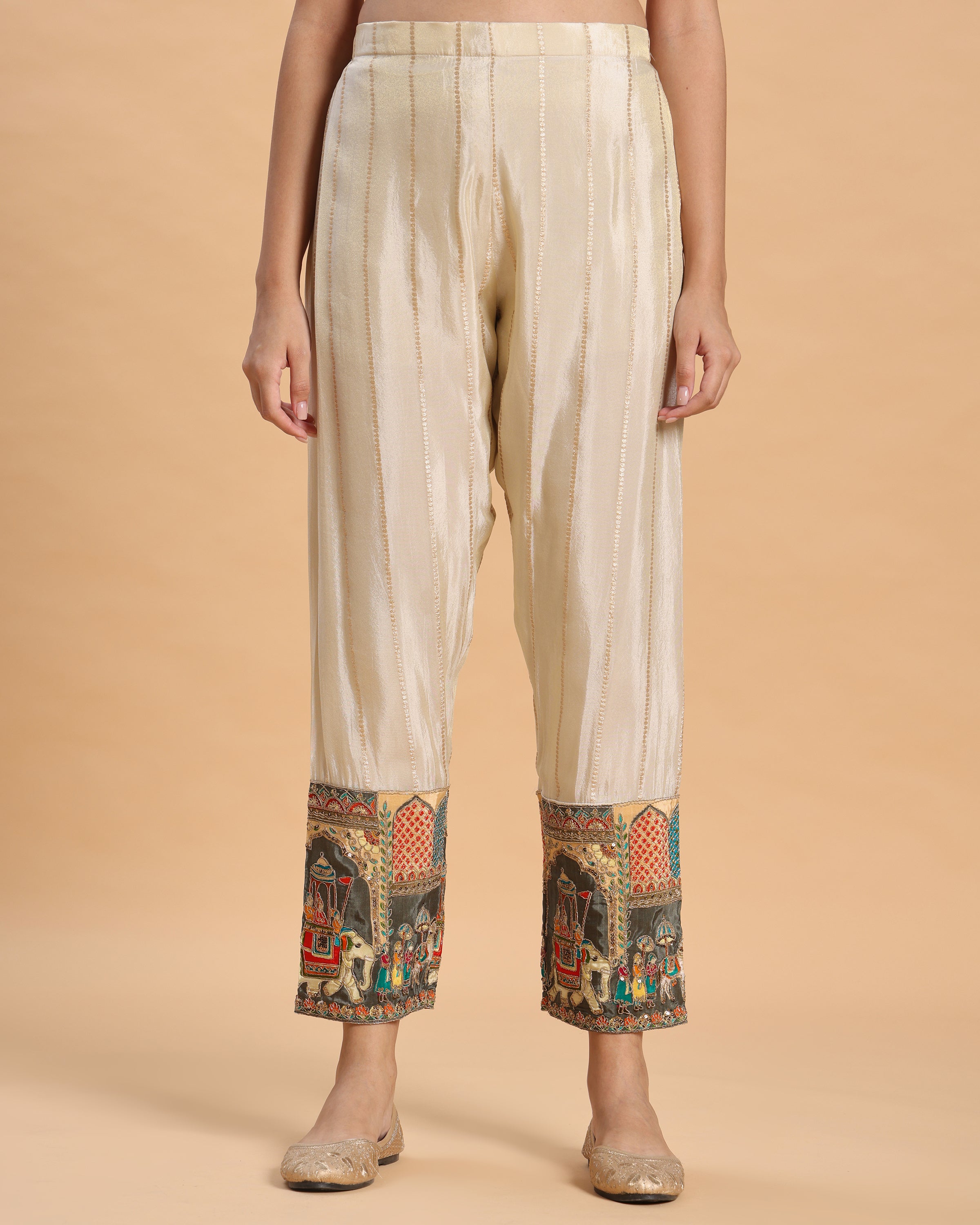 Anaya - White–Orange Jacquard